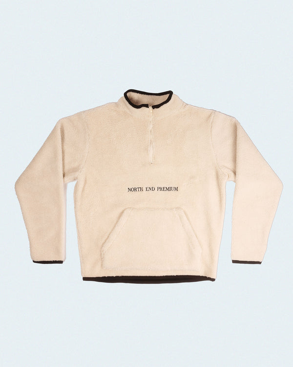Quarter Zip Fleece Sherpa Pull Over  - Ivory